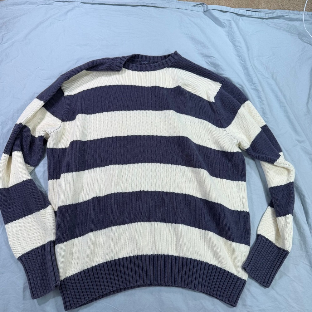 John‎ Galt Brandy Melville Navy Blue Cream Striped Cotton Oversized Sweater OS